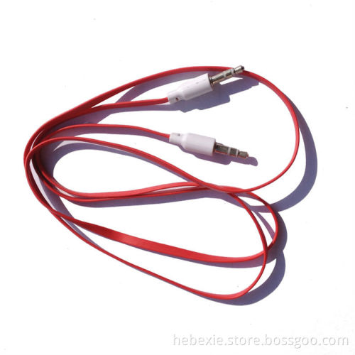 Noodle flat custom lengths green orange black audio cable